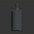 Gray Cylindrical Household Submersible Pump With Top Handle And Bottom Strainer