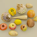 Fresh Assorted Food Ingredients Featuring Tomato Apple Lemon Orange Coconut And Root Vegetables