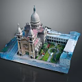 Classical Style Building Featuring Dome Towers Courtyard Green Space And Ornate Details