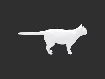 White Cat Silhouette In Low Poly Design On Black Background 3d model