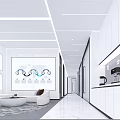 Modern White Hospital Outpatient Clinic Interior With Reception Desk And Circular Ceiling Light