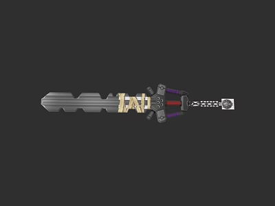 Decorative Weapon Sword With Gold Letters TAI And Purple Accents 3d model