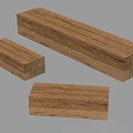 Wooden Rectangular Stools In Three Different Sizes With Simple Design 3d model