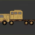 Yellow Vintage Truck With Cabin And Flatbed Design On Dark Background