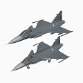Two Modern Gray Fighter Jets Flying in Formation with Aerodynamic Design Features 3d model