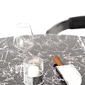 Elegant Decorative Ornament Set With Wine Glass Candle Ice Scoop And Ice Cubes