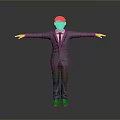Red Haired Man In Gray Plaid Suit With White Shirt And Brown Pants Arms Outstretched