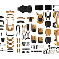 Black And Gold Automotive Components With Various Car Parts Collection