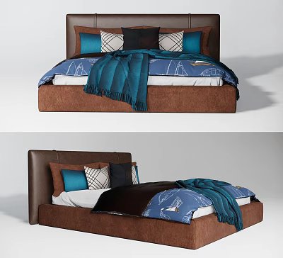 Modern Double Bed Quilt Bedding Bed Sheet Pillow Bedding 3d model