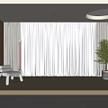 Modern Living Room With White Sheer Curtains Allowing Natural Light Wooden Bookshelf Green Plant Seating