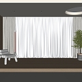 Modern Fabric Curtain Gauze Curtain Solid Color Curtain Metal Leisure Chair Floor Lamp 3d model