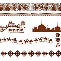 Traditional Paper Cut Wall Decor with Dancing Figures Architectural Silhouettes Camel Caravan and Geometric Patterns