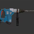 Blue And White Electric Hammer Drill Power Tool For Construction With Drill Bit And Handle 3d model
