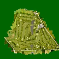 Golf Course Layout Design With Green Fairways Water Hazards And Sand Bunkers