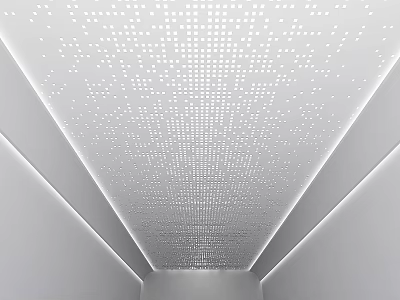 Modern Ceiling Design With Dot Pattern And Linear Lighting 3d model