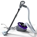 Purple And Gray Vacuum Cleaner With Long Hose Handle And Power Cord For Home Cleaning