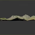 3D Topographic Terrain Model With Undulating Mountain Ranges And Colorful Elevation Zones