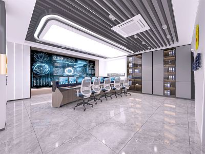 Modern Monitoring Room Monitoring Center Command Room 3d model