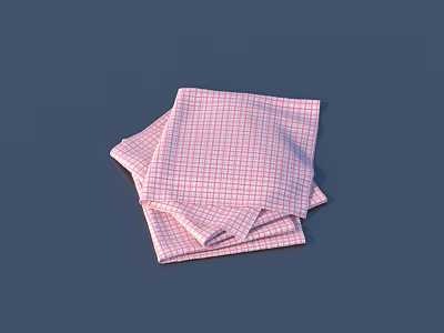 Pink Checkered Napkins Tableware Set Stacked For Dining Table Use 3d model