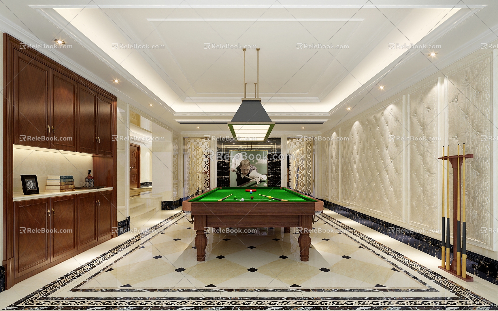 Classical European billiard room 3d model