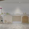 Kindergarten Interior With Creative Wall Design Shelves And Educational Toys For Children