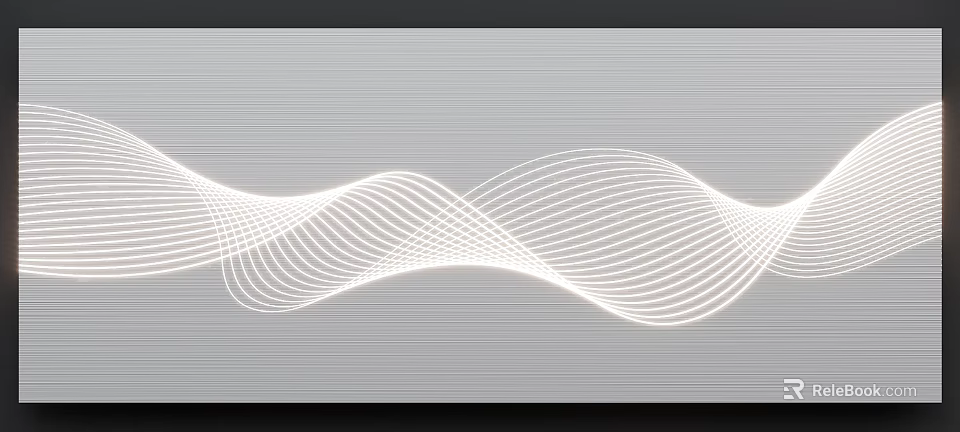 Minimalist Abstract White Wavy Lines Design On Gray Textured Background 3d model 