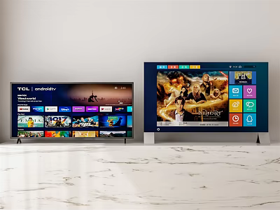 TCL IntelliCast Smart TVs Showing Lord of the Rings Content And App Icons On Screen 3d model