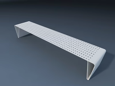 White Perforated Outdoor Chair With Modern Sleek Geometric Structure Design 3d model