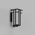 Outdoor Wall Light with Black Metal Frame White Lampshade Modern Minimalist Design