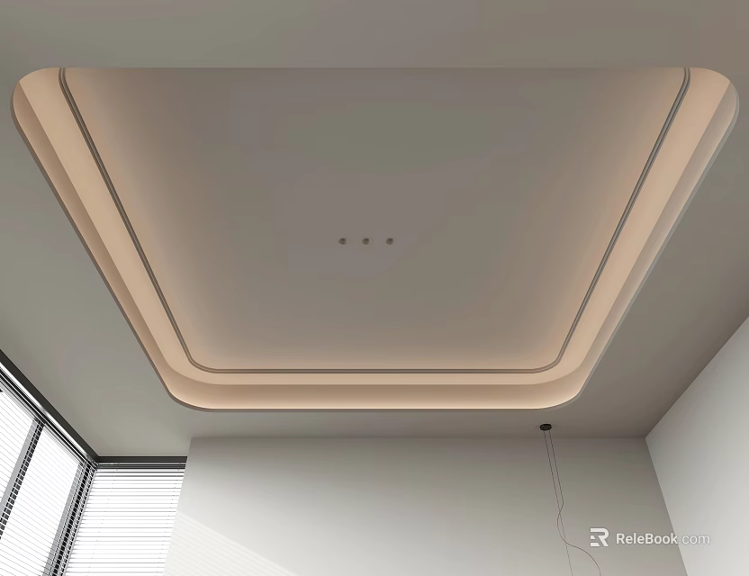 Modern Minimalist Ceiling Design With Recessed Lighting And Layered Structure 3d model 