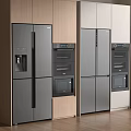 Modern Kitchen Built in Refrigerators and Freezers with Light Wood Cabinets Design