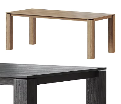 Modern Simple Design Dining Table With Natural Wooden Top And Sturdy Legs 3d model