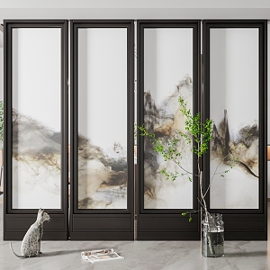 Modern new Chinese screen partition 3d model