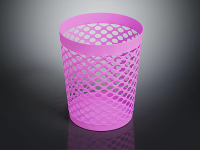 Pink Plastic Trash Can with Perforated Dot Design for Home Use as Daily Necessities 3d model