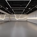 Modern Storefront Design With Arched Structure Lighting Effects And White Walls Floor Reflection