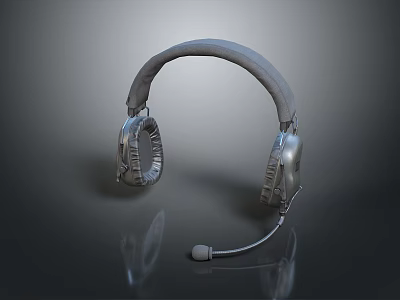 Professional Over Ear Headset With Built In Microphone And Sleek Metal Design 3d model