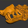Golden Animal Head Clothing Accessory With Flame Design And Shiny Surface For Fashion Hats