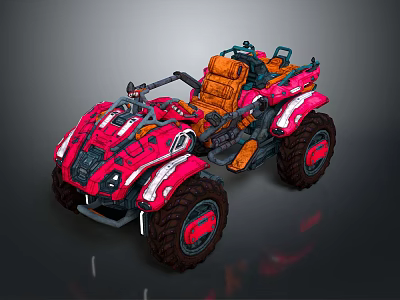 Terrain Ideal For Off Road ATV With Pink Orange Body And Large Tires 3d model