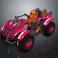 Terrain Ideal For Off Road ATV With Pink Orange Body And Large Tires