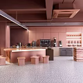 Warm Modern Coffee Shop Interior With Wooden Counter Bar And Coffee Machines