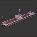 3D Cargo Ship Model with Brown Hull White Superstructure Deck Cranes on Reflective Surface 3d model