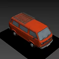 Vintage Orange Van Design With Roof Rack And Retro Window Decals
