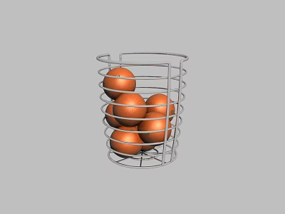 Fresh Vibrant Oranges in a Metal Wire Basket for Kitchen Countertop 3d model