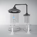 Laboratory Equipment Setup With Two Glass Containers Metal Framework And Blue Sphere 3d model