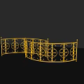 Decorative Golden Metal Railings Featuring Curved Design and Ornate Patterns