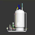 Industrial Large Tank Equipment With Colored Pipes Valves And Control Panel Base