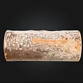 Natural Wooden Log Featuring Natural Bark Texture and Round Cross Section on Black Background