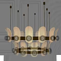 Modern Crystal Chandelier With Gold Metal Frame And Layered Glass Design