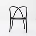 Modern Black Single Chair With Cross Back Design Minimalist Style Metal Legs And Wooden Seat
