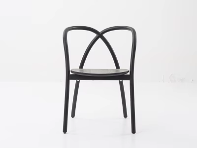 Modern Black Single Chair With Cross Back Design Minimalist Style Metal Legs And Wooden Seat 3d model